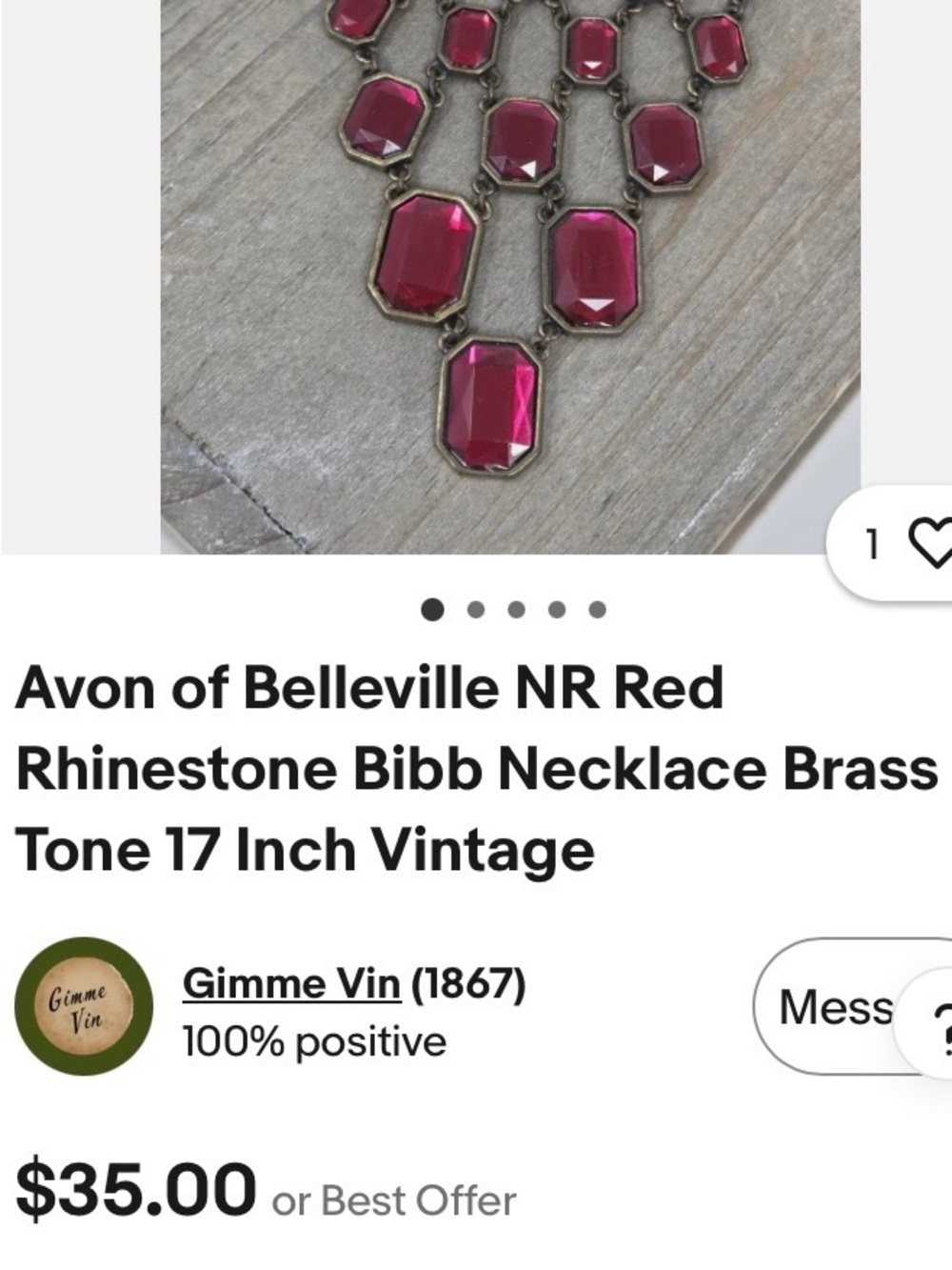 VINTAGE AVON OF BELLEVILLE NECKLACE - Picture 8 of 9